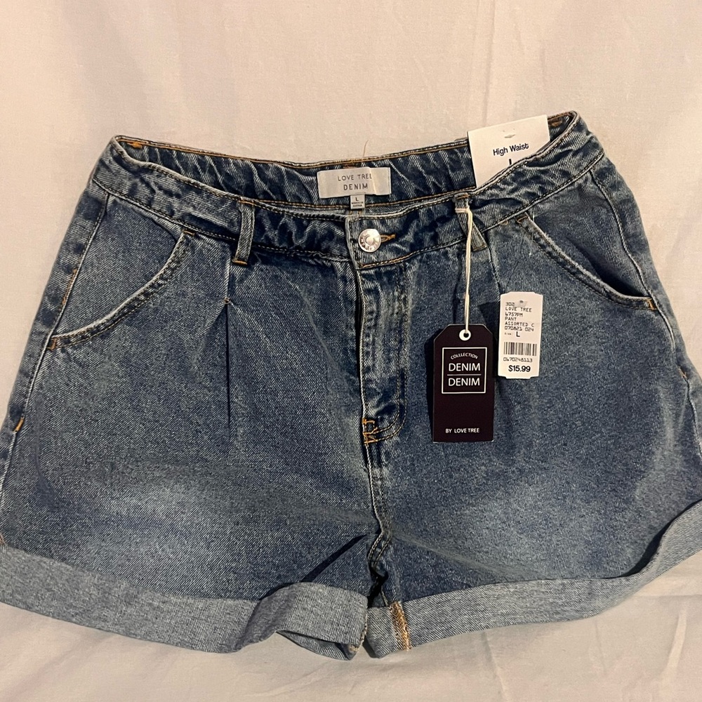 NEW Love Tree Premium Denim Paper Bag Shorts